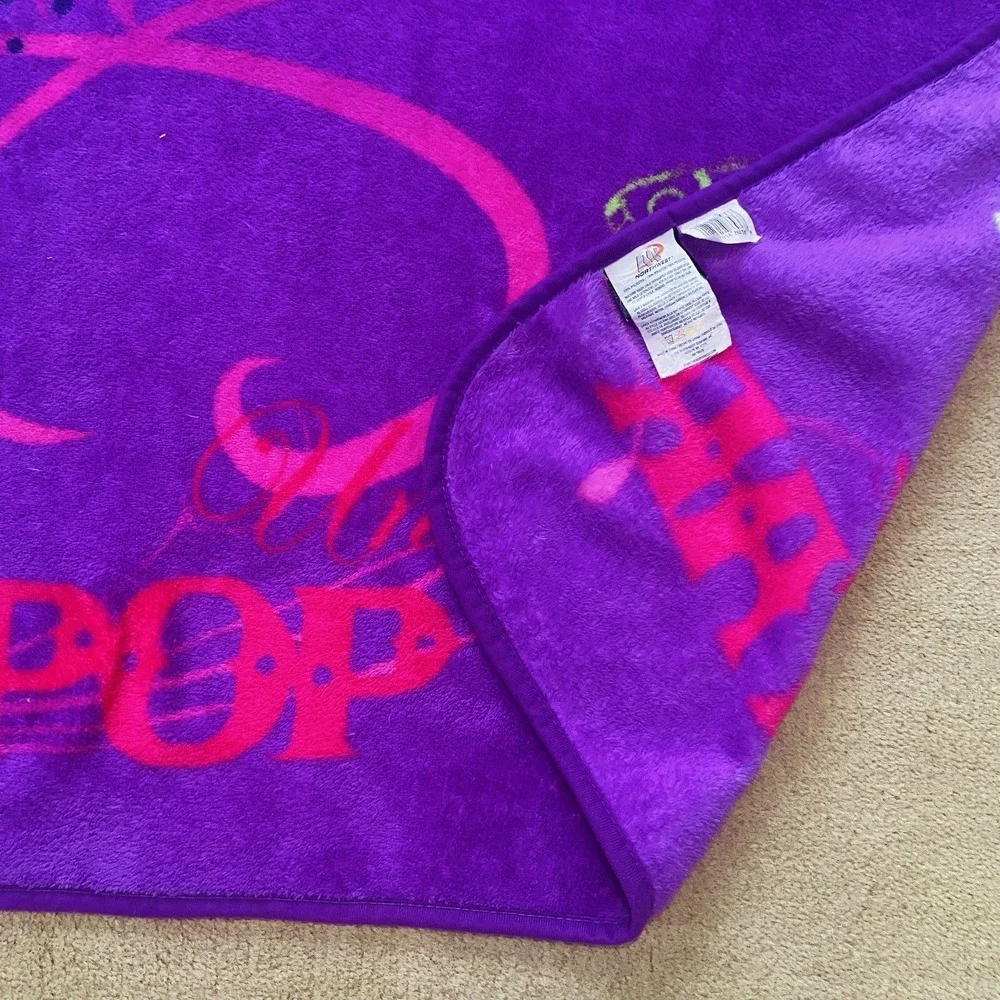 Disney Hannah Montana Guitar Purple Plush Blanket Throw 54 X 59